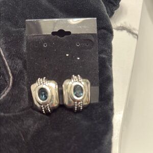 Silver Earrings with Blue Gemstone